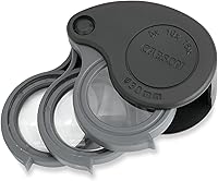 Carson TriView TV-15 Folding Loupe Magnifier 5x/10x/15x - 3-in-1 Portable Jewelry Magnifying Glass with Built-in Case