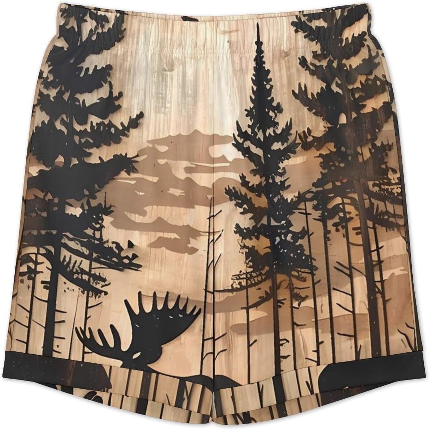 Moose Woodland Hunting Eagle1 Men's Short Sleeve Pajama Set Satin Silk Like Lounge Sleepwear
