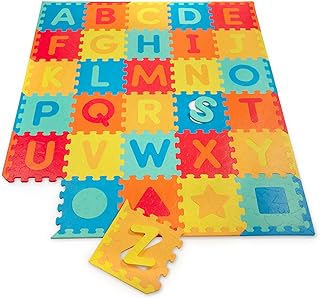Battat – 82 Pieces Foam Alphabet Floor Mat – Large 55x65in Interlocking ABC Puzzle Mat – Floor Puzzle with Removable Shapes for Babies & Toddlers – 0 Months
