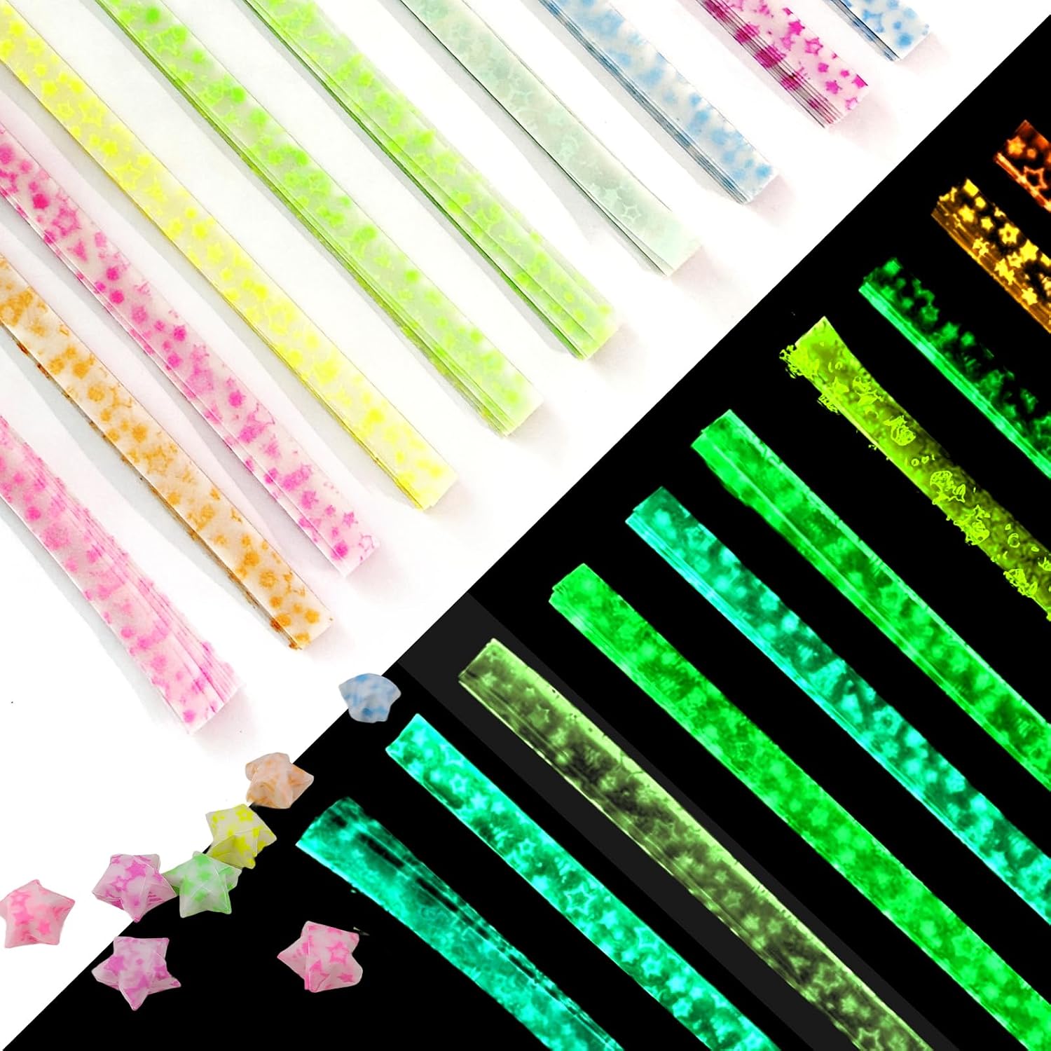 Jtnohx Luminous Origami Star Paper Strips, 630 Sheets Star Paper Strips, Luminous Origami for Lucky Jar Filling, Home Party Decor & Unique Present Ideas (Starlight)