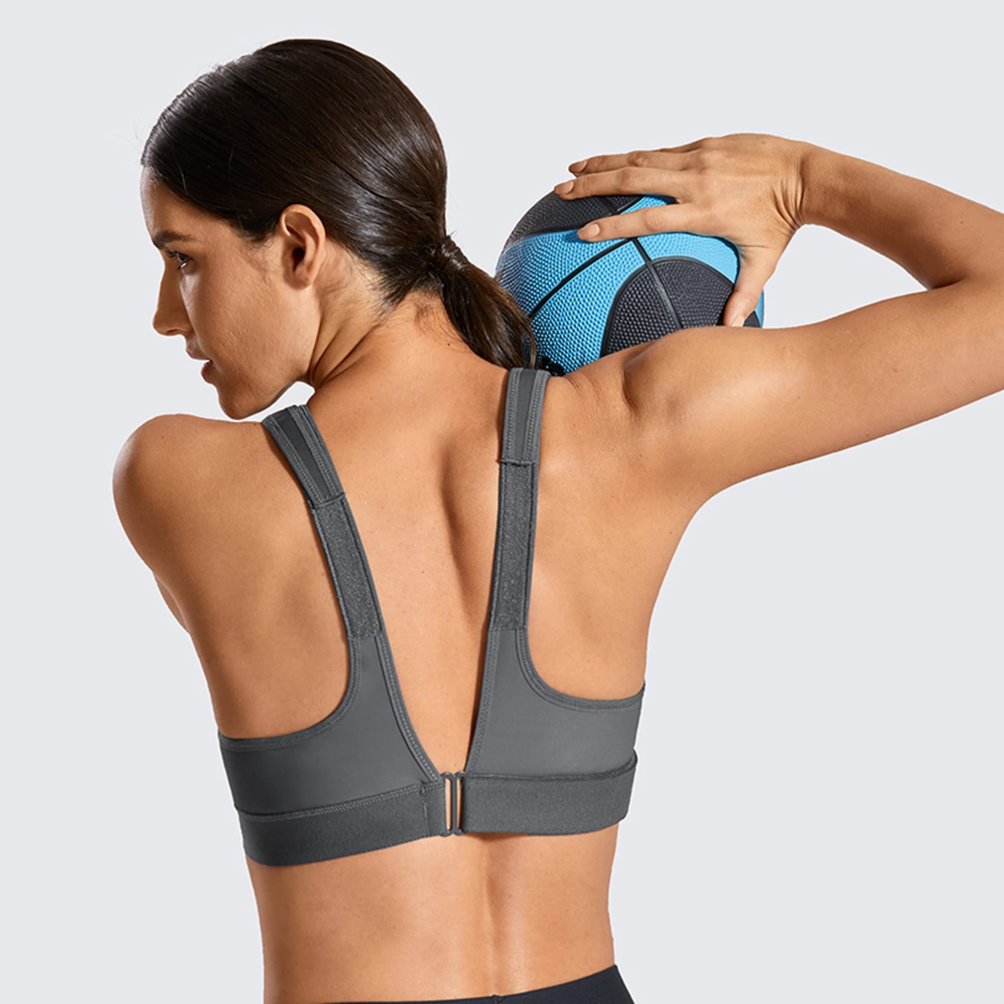 WENJUN Soutien-gorge de sport non rembourré pour femme, soutien-gorge court sans armatures à haut impact avec bretelles réglables, bralette de yoga pour entraînement gym (couleur : gris, taille : 90