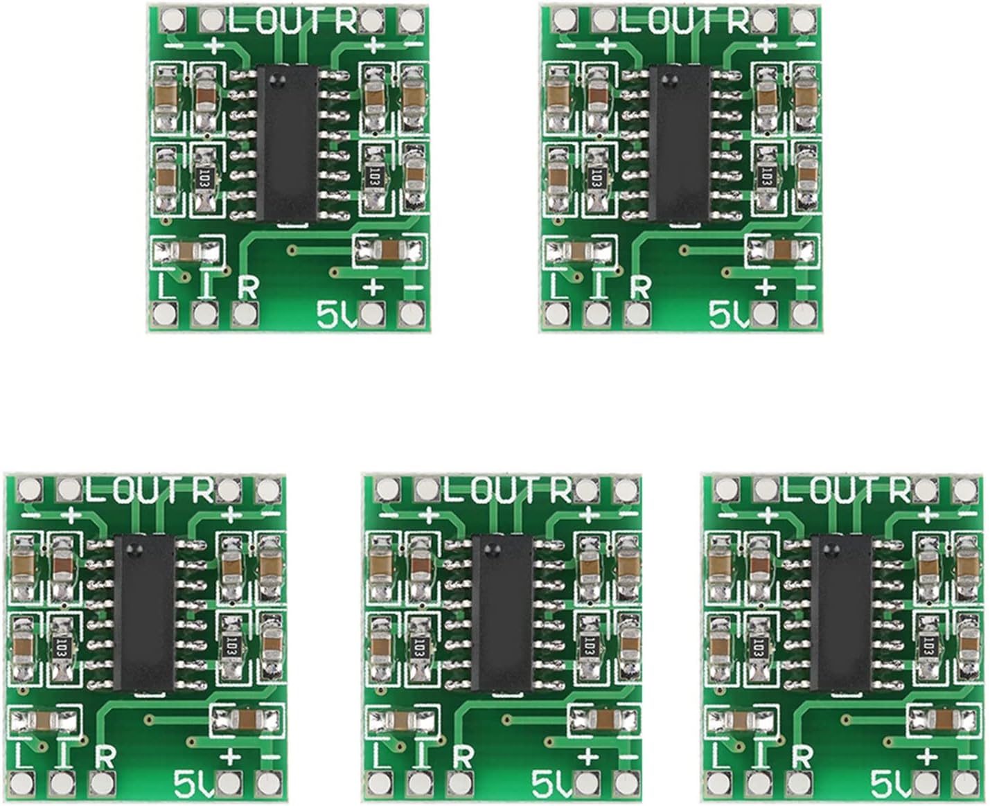 Marhynchus PAM8403 Digital Audio Amplifier Module, 5pcs Super Small 3W+3W Type-D Power Amplifier for LCD TVs, Laptops, Portable Speakers