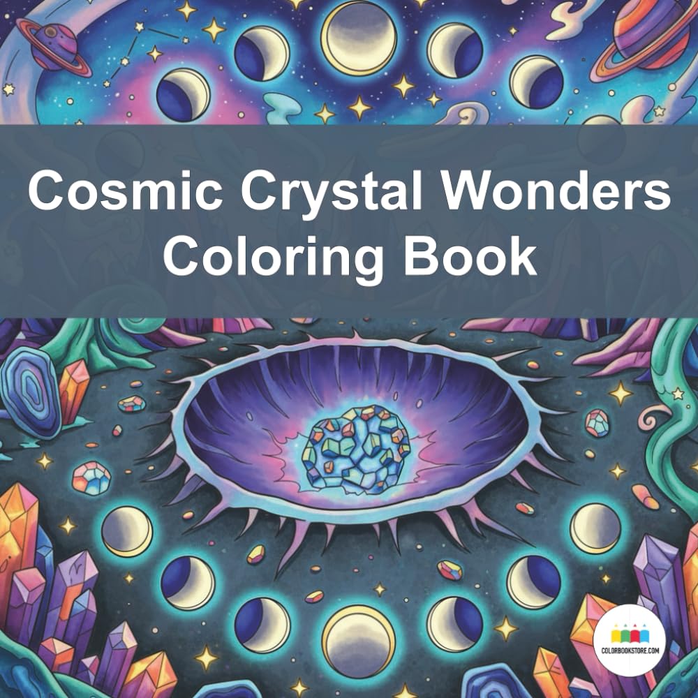 Cosmic Crystal Wonders Coloring Book: A Celestial Journey Through Mystical Geodes and Enchanting Gemstone Planets