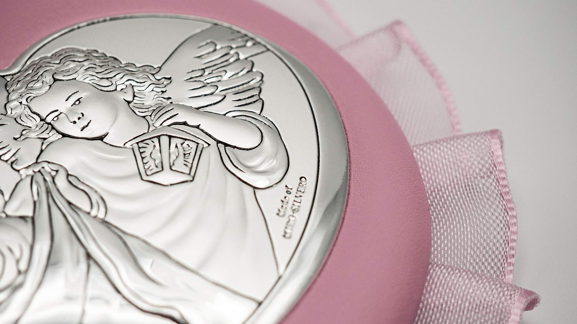 VALENTI & CO. Medaglione Musicale Capoculla Con Angeli In Argento Perfetto Come Idea Regalo Nascita O Regalo Battesimo Da Appendere Alla Culla, Al Passeggino O In Cameretta Del Neonato, Rosa, One size