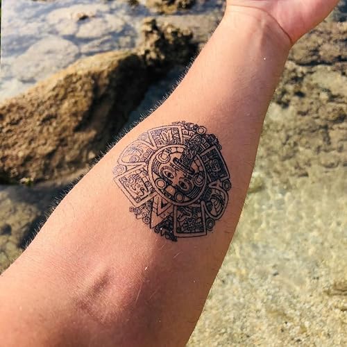 Miniatura 2 de Tatuaje Azteca Sol Piedra - Tatuaje Temporal Azteca/Tatuaje Piedra Del Sol