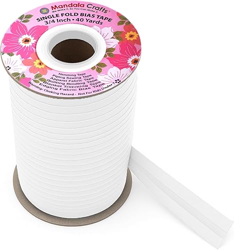 Miniatura 108 de Mandala Crafts Cinta al bies de un solo pliegue de 5/8 pulgadas para coser, acolchar, tuberías, dobladillo, manta y encuadernación de colcha, cinta