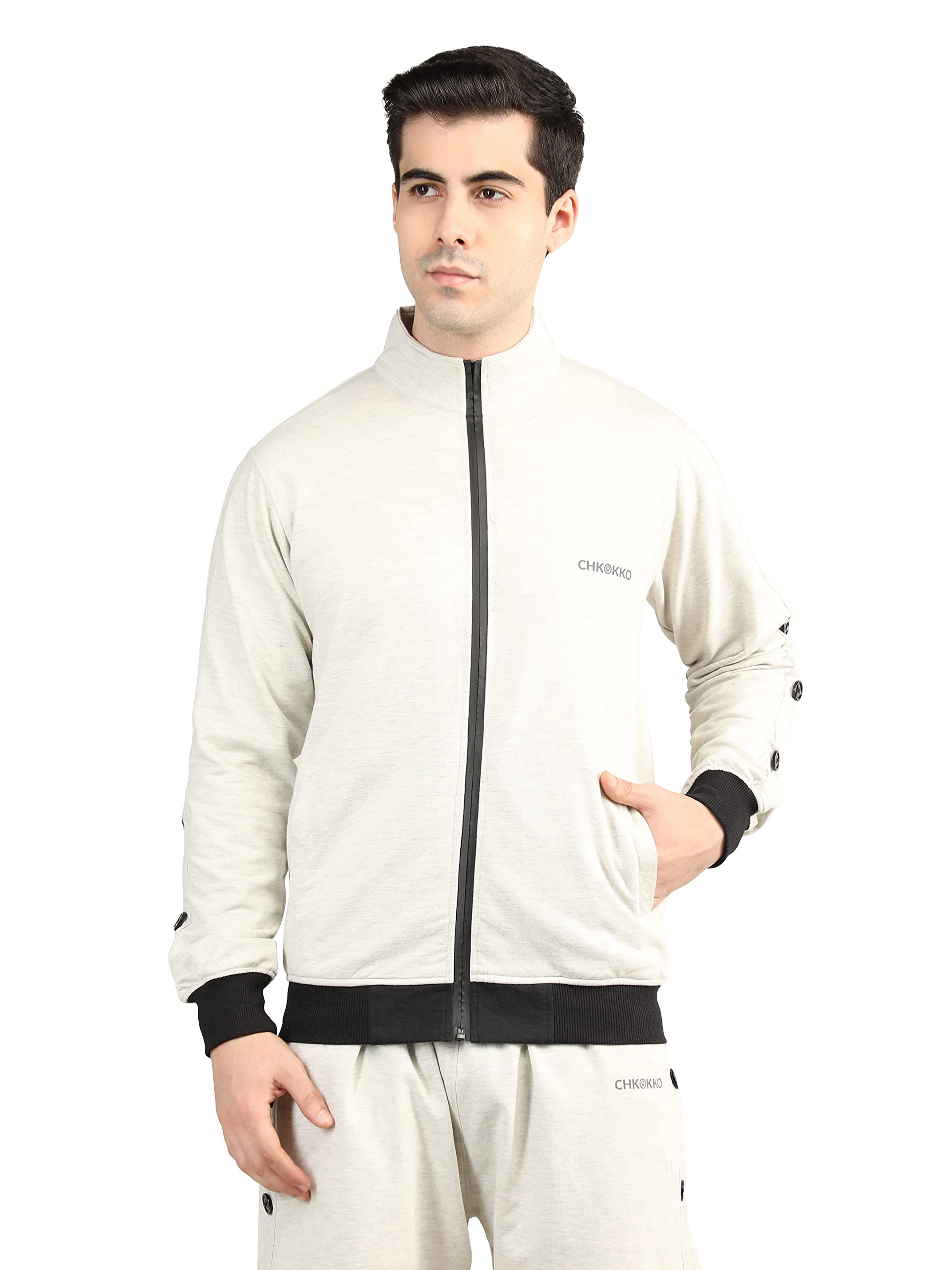 CHKOKKO Men Wool Winter Sports Running Zipper Stylish Standard Length Winter Sports Jacket