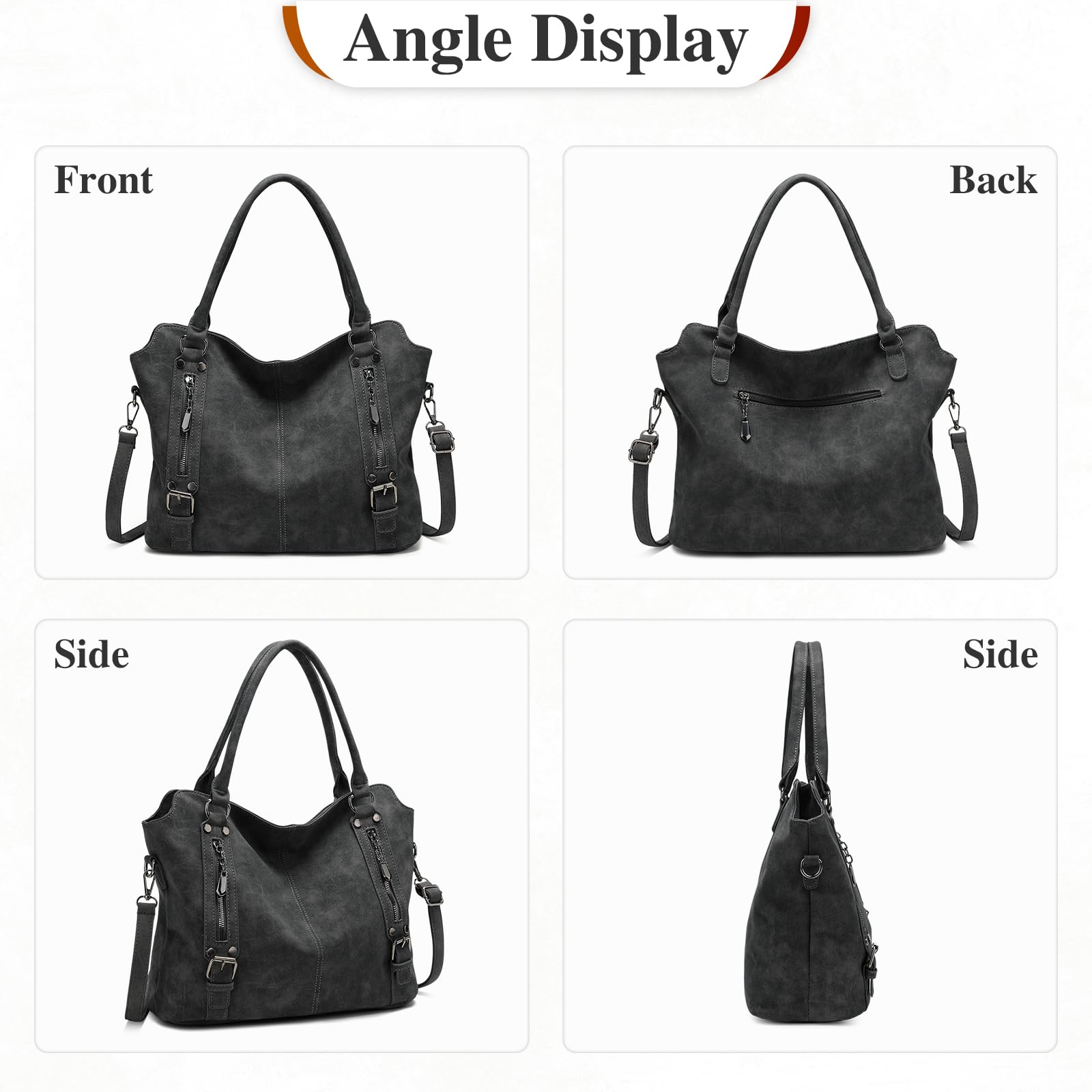 BAIGIO Bolsos de hombro de piel de ante para mujer, bolso pequeño de poliuretano, bolso de mano sólido para teléfono, bolso casual con bolsillos, hobobags para mujer