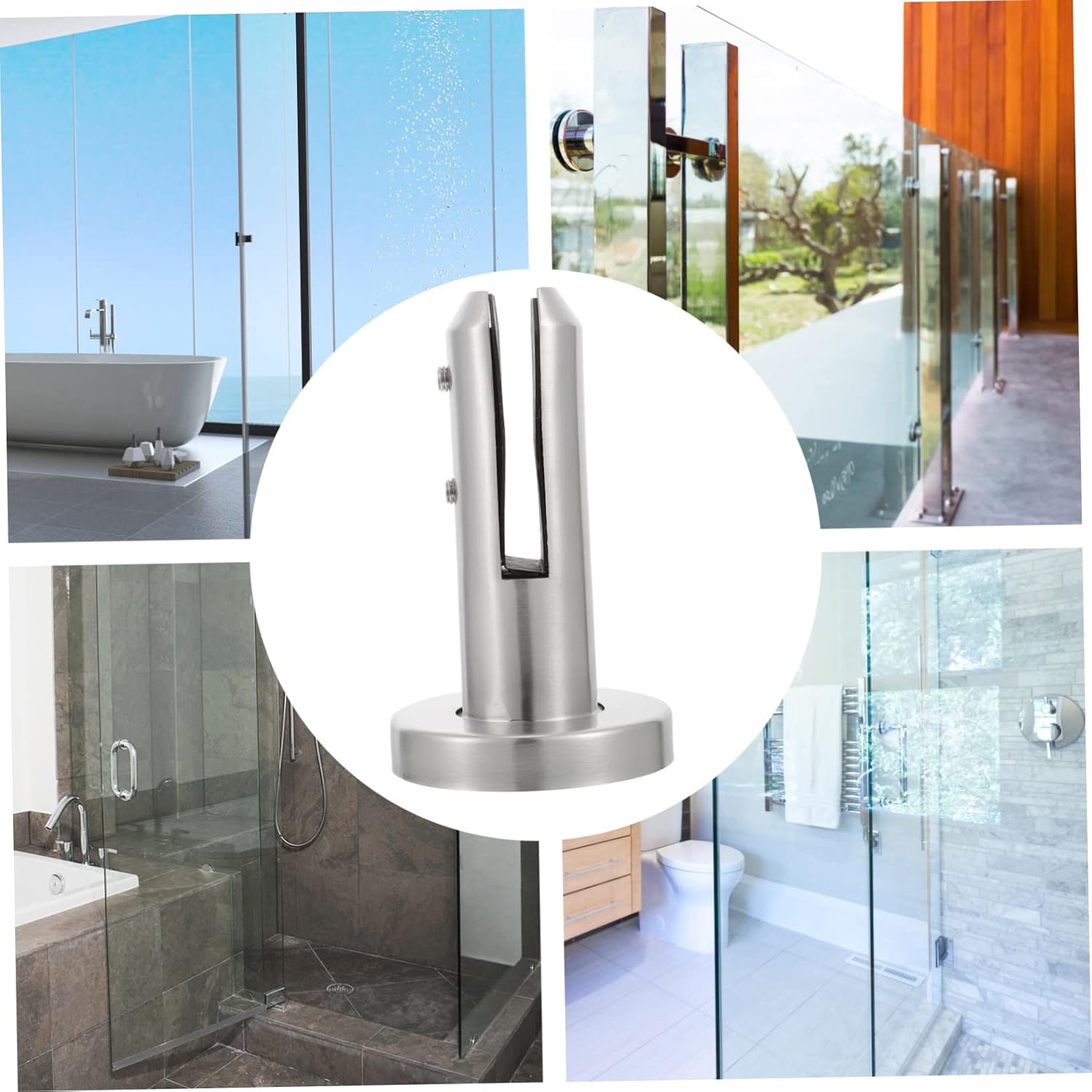 Veemoon Swimming Pool Fence Post Clamp Stainless Steel Balustrade Post for Glass Panel