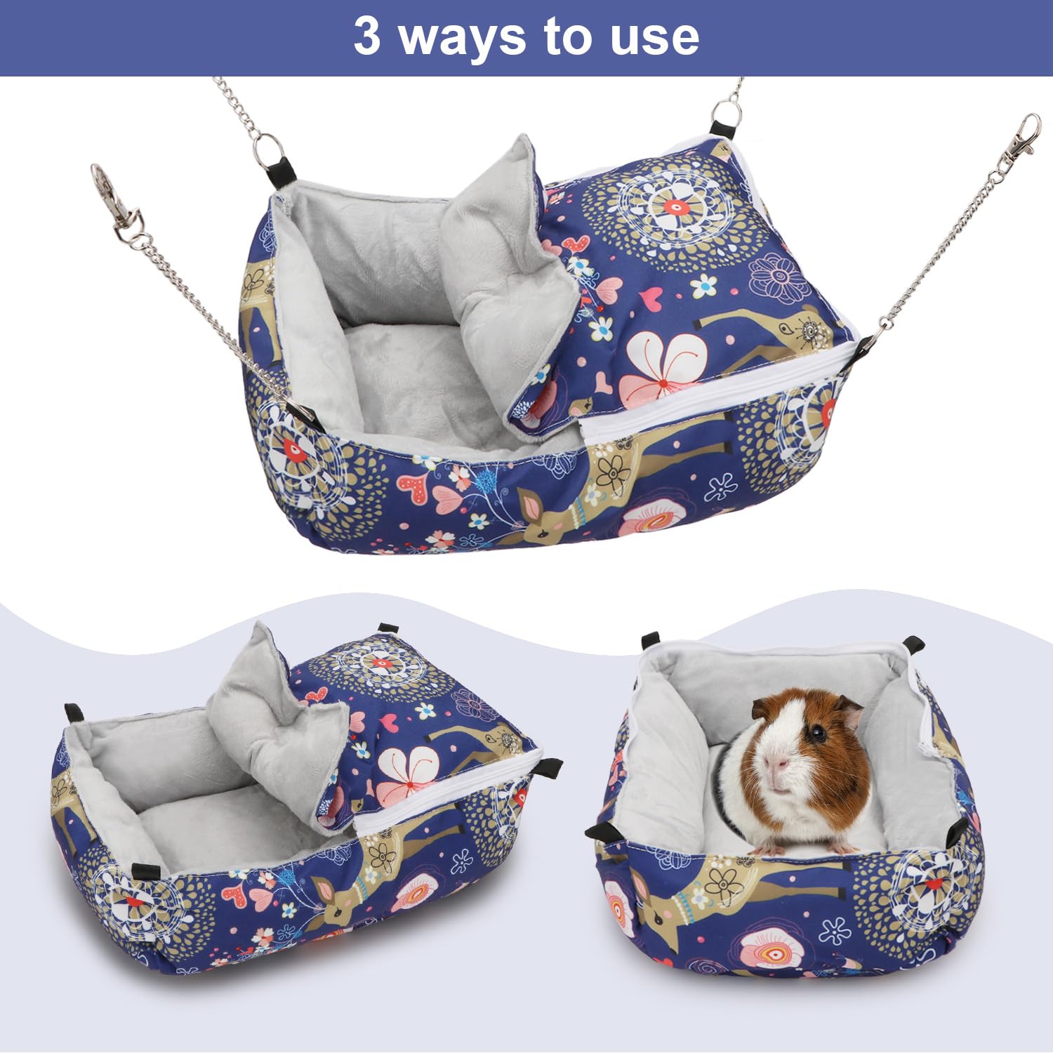 Hamaca De Invierno Para Ratas Y Animales Pequeños - Cama Doble Capa De Forro Polar Cálido