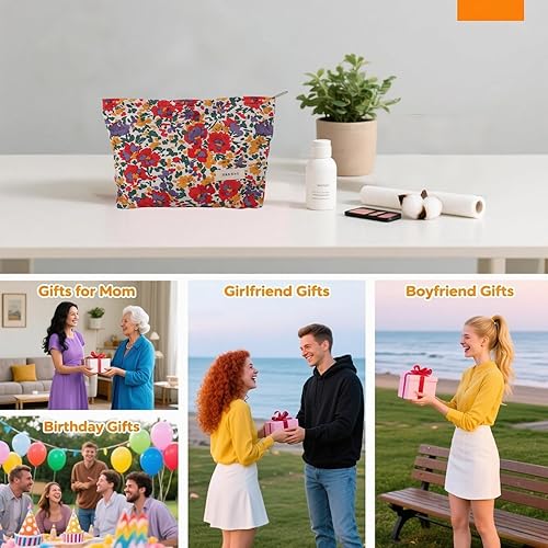 Miniatura 7 de Bolsa de maquillaje de viaje con cremallera, diseño de impresión de moda, bolsa de cosméticos espaciosa también puede bolsas organizadoras, Impreso