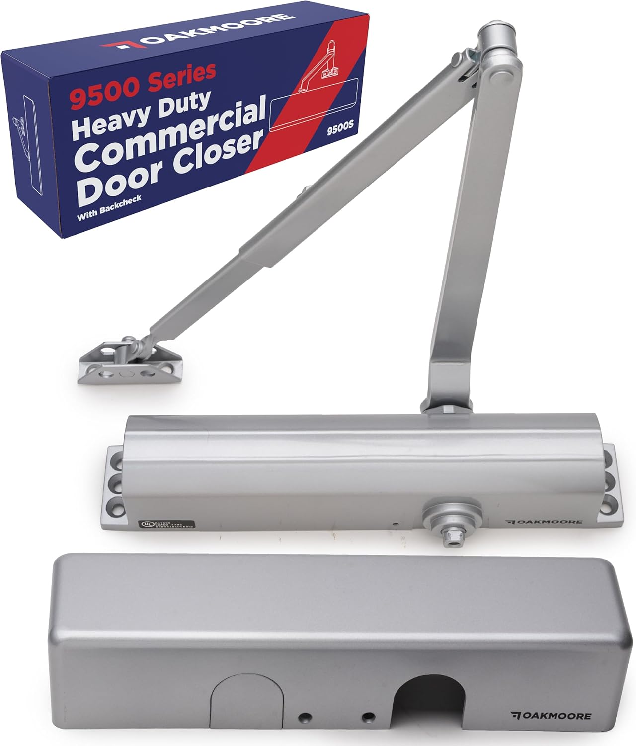Heavy Duty Commercial Door Closer, Automatic Self Closing Door Hinges, ADA UL Grade 1-6 Listed, Door Closers Commercial High Traffic, Auto Door Closer, Hydraulic Spring Soft Close (Silver)