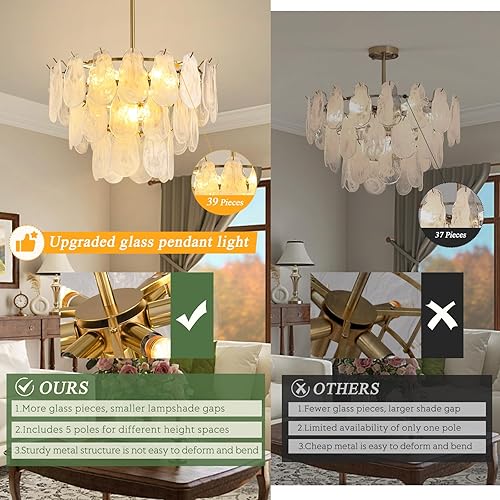 Miniatura 2 de Moderna lámpara de araña dorada, 23.6 pulgadas de diámetro de 23.6 pulgadas, lámpara de techo colgante de cristal de nube creativa, lámpara de techo