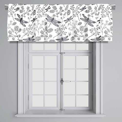 Miniatura 3 de Cenefa de cortina corta con bolsillo para cortinero de insectos y plantas, estilo retro, para decoración de cocina, dormitorio, 52 x 18 pulgadas,