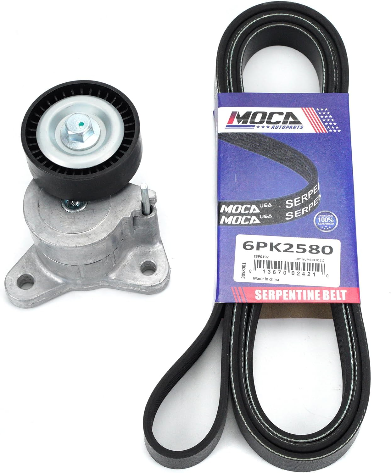 MOCA Serpentine Accessory Belt Drive Component Kit Compatible with 2011-2014 for Chrysler 200 2.4L & 2008-2017 for Jeep Compass 2.0L 2.4L & 2008-2014 for Dodge Avenger 2.4L