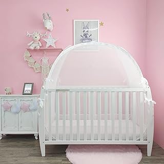 Baby Crib Tent - See Through Mesh Crib Net - Pop-Up Crib Tent - Crib Tent to Keep Baby from Climbing Out - Premium Toddler Crib Canopy - Transparent White