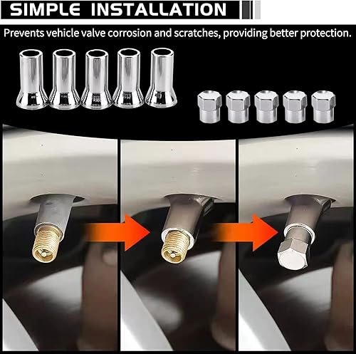 Miniatura 4 de yvshy Juego de 10 válvulas de bayoneta para automóvil, aleación TR414AC, sin cámara, compatible con la mayoría de modelos de automóvil (plateado)