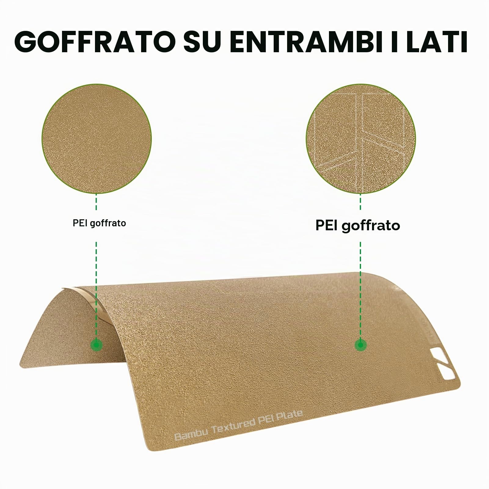 CCTREE Piastra di costruzione PEI testurizzata a doppia faccia originale 257x257MM per Bambu Lab X1C/X1/X1E/P1P/P1S/A1 PEI Lamiera di acciaio per molle rimovibile flessibile Piastra di costruzione