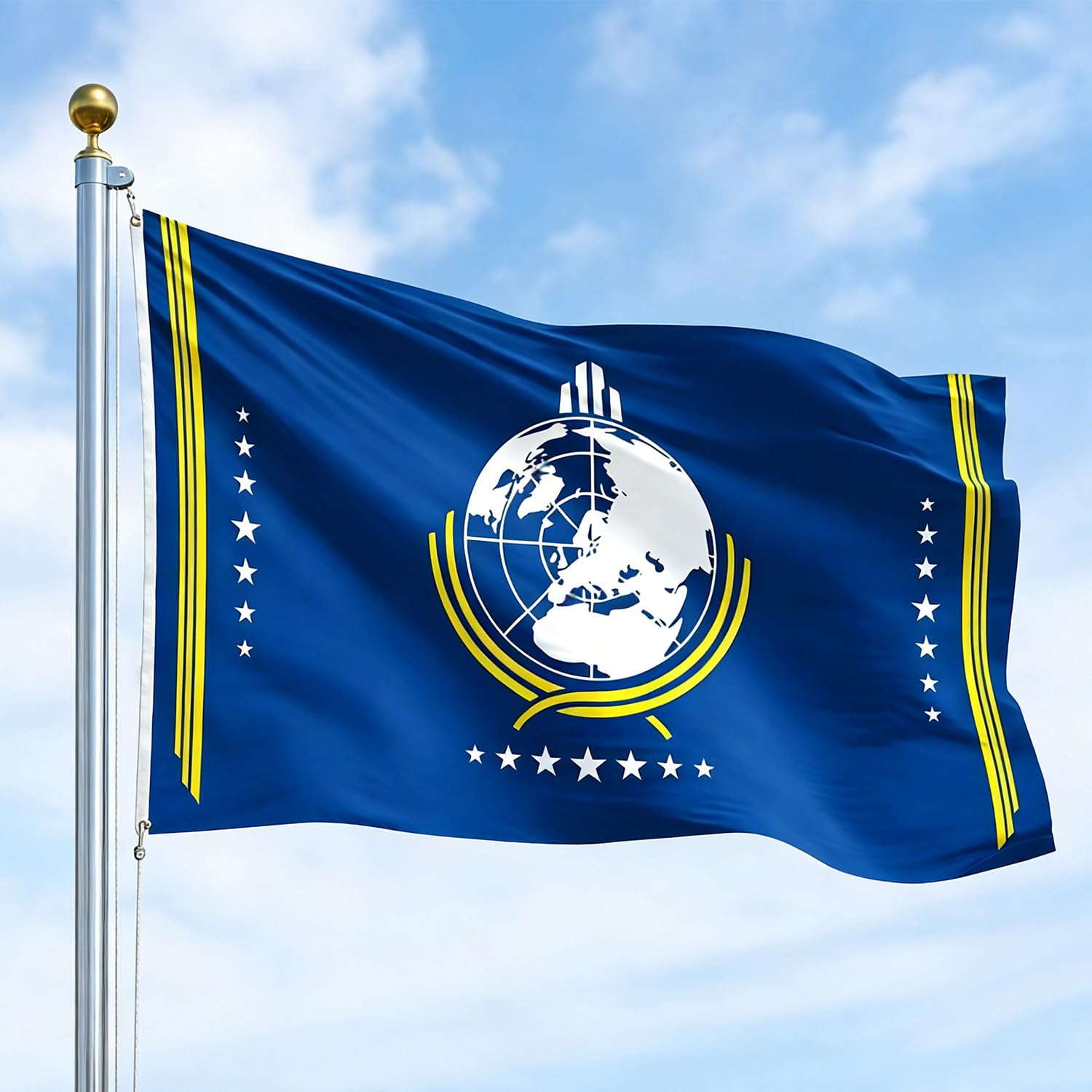 Upgraded Super Earth Flag, For Helldivers 2 Merch | Double-Sided, 3x5ft Outdoor Decoration Flag, Waterproof Polyester Meme Banner with Anti-rust Metal Ring, Wall Decor