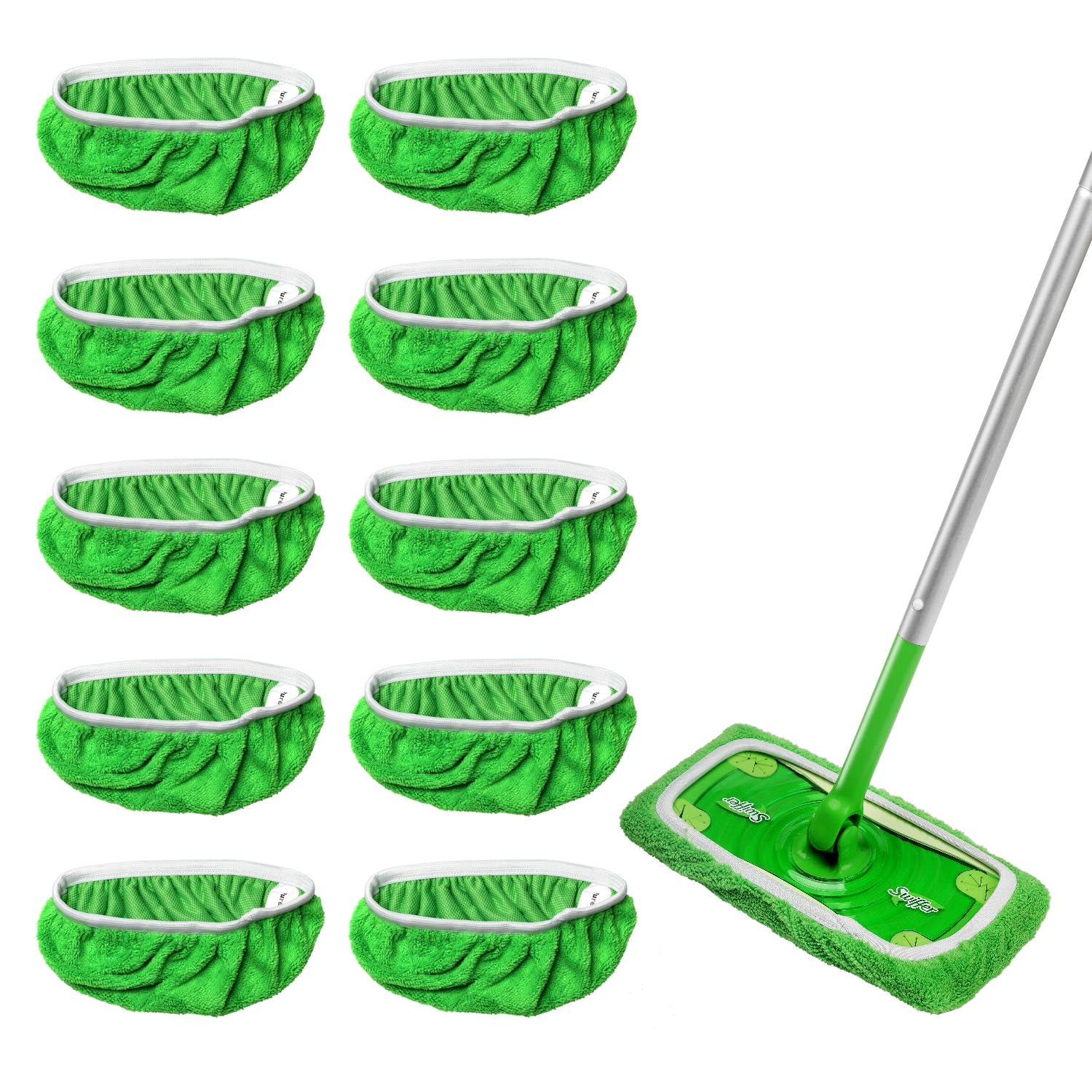 10 Pack Reusable Wet Pads Refill Mop Pads Compatible with Swiffer Sweeper Mops Dry Sweeping Mopping Cloth Washable Microfiber Mop Pads for Household Floor Cleaning (Mop is Not Included)