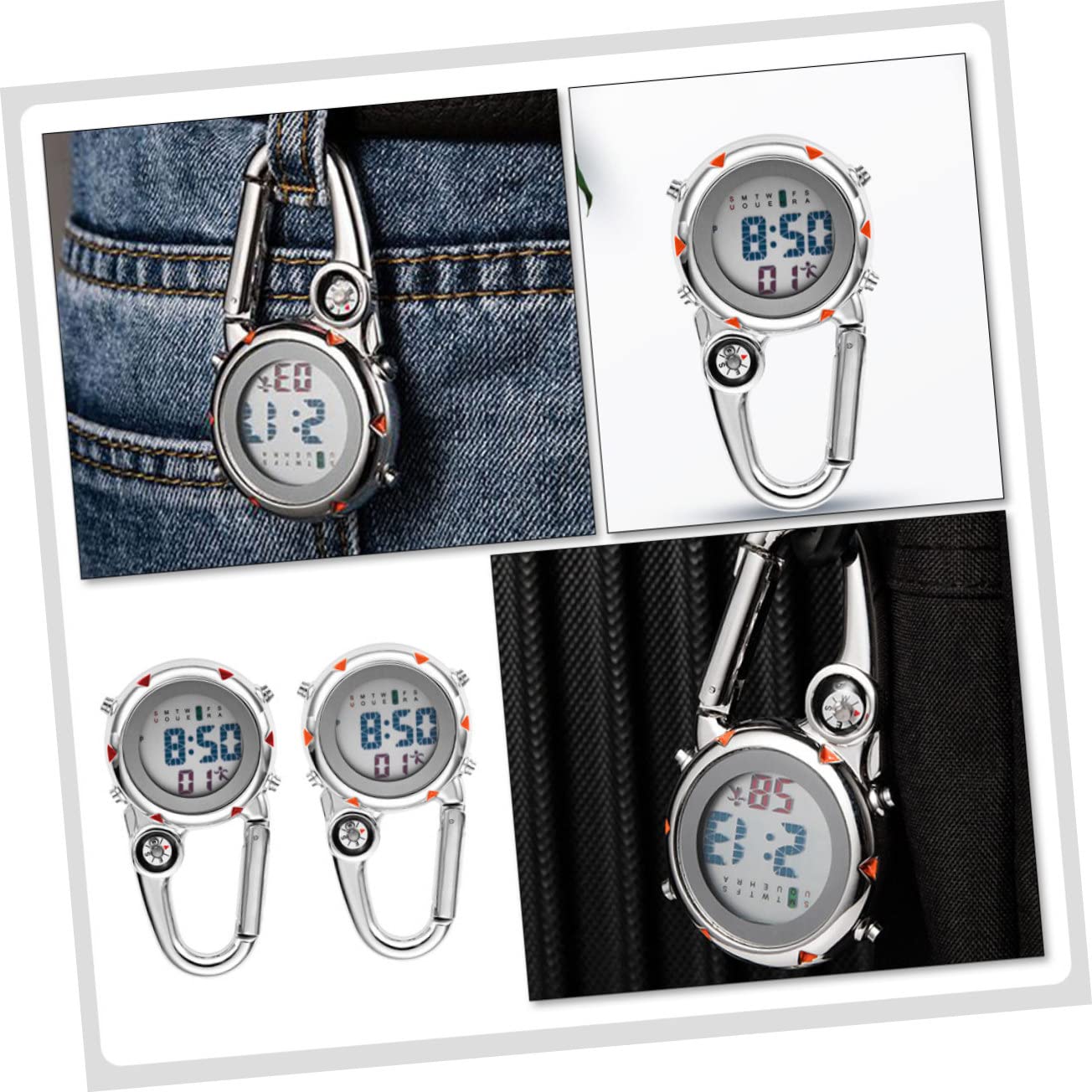 TOYANDONA Mesa De Gancho De Metal Relojes De Bolsillo para Hombres Reloj De Bolsillo Clip De Metal En El Reloj Clip De Bolsillo Reloj Portátil Ver Vídeo Acero Inoxidable