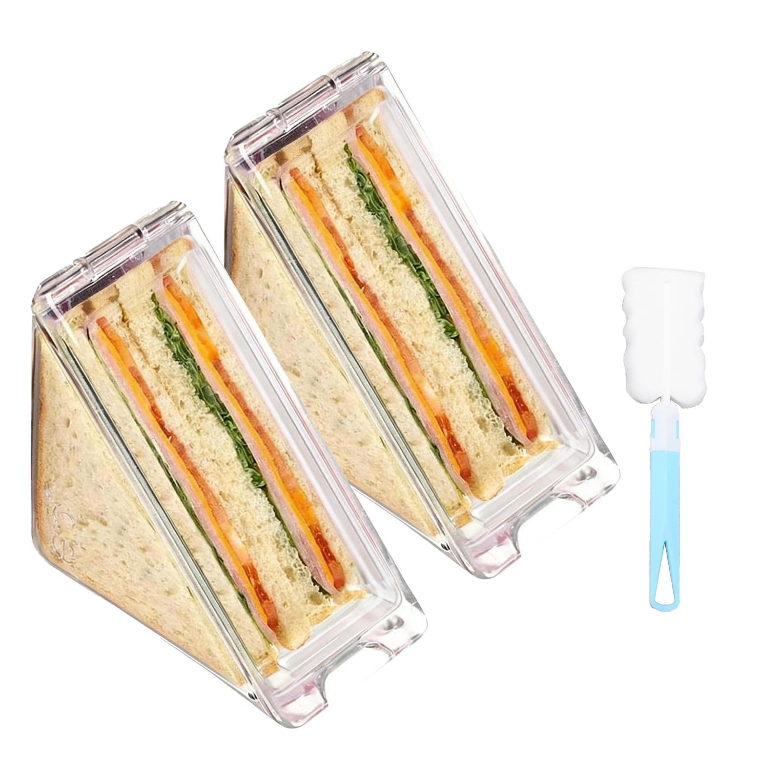 Lfcfbh Transparent 2Pcs Larger Triangle Sandwich Container, Reusable Sandwich Box With Lids