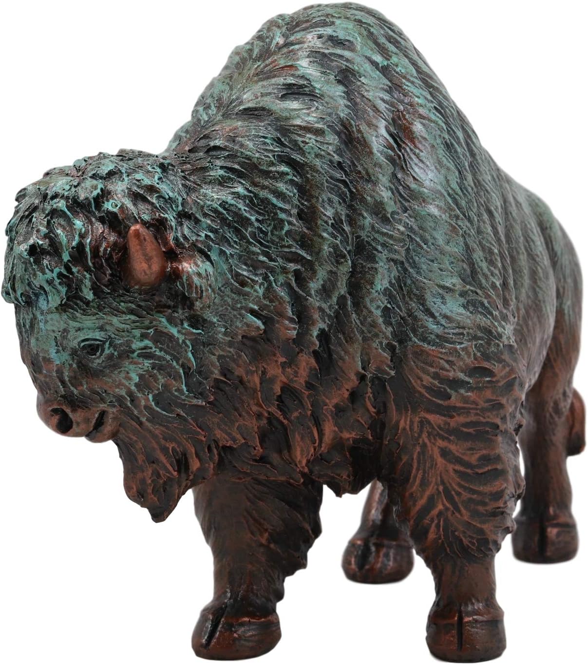 Ebros Gift Native American Bison Buffalo Decorative Resin Figurine Finished in Green Patina Faux Bronze 8.5" Long Symbol of Abundance and Manifestation Animal Totem Spirit Home Accent Decor
