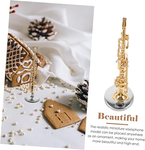 Miniatura 2 de Zerodeko Saxofón miniatura Instrumento en miniatura Instrumentos musicales en miniatura Decoración Modelo de saxofón simulado Mini Saxofón Modelo de