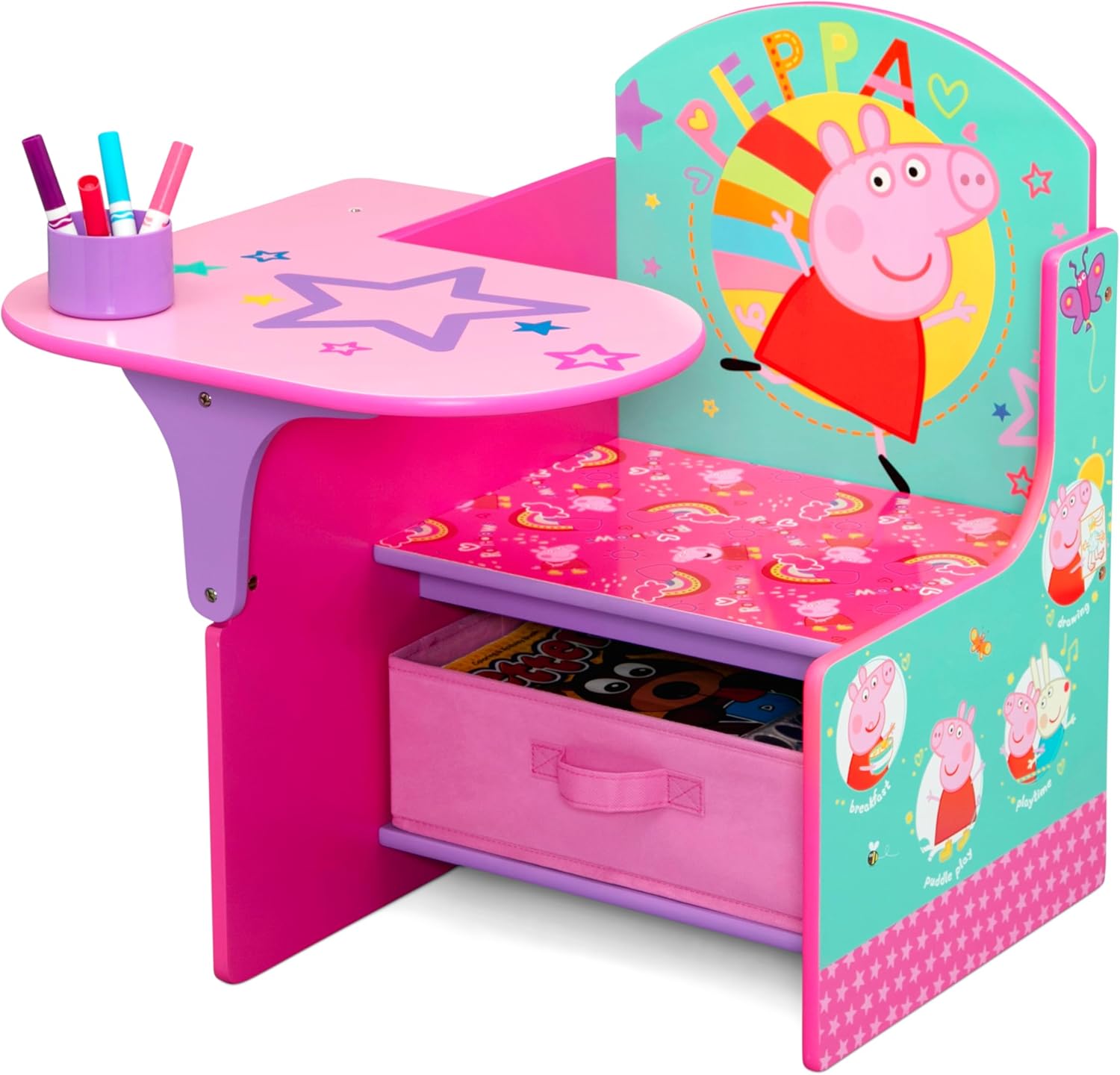 Delta Children - Peppa Pig Chair Desk with Storage Bin - Greenguard Gold Certified, Pink