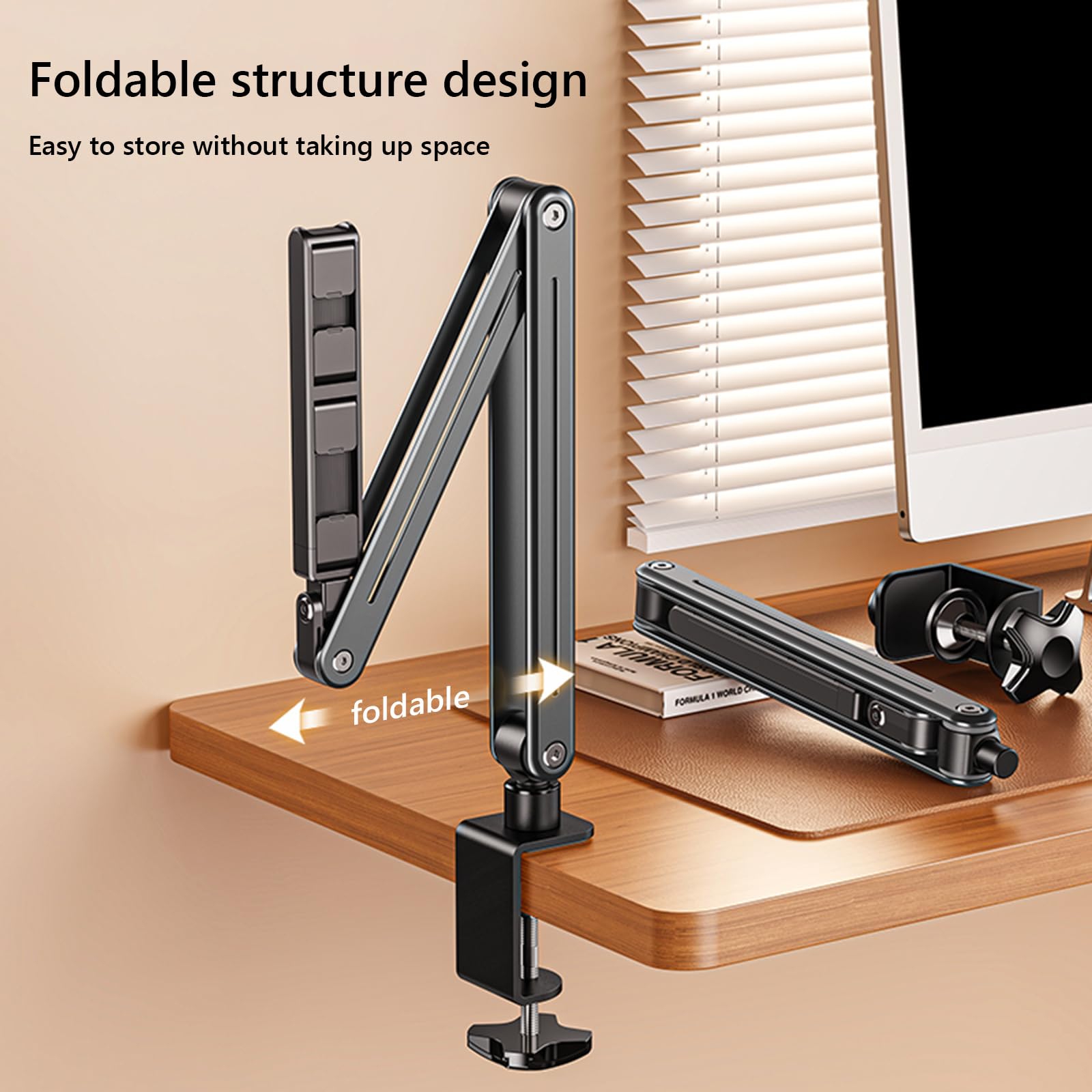 Supporto da tavolo pieghevole for tablet Supporto for tablet versatile in lega di alluminio con rotazione a 360° Supporto for cellulare pigro a sbalzo for iPad/iPhoneX/iPad Pro/N-Swit