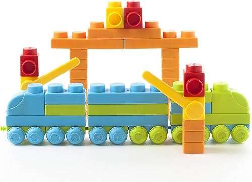 UNiPLAY Juego de tren de bloques de construcción de juguete para desarrollo cognitivo, habilidades motoras, aprendizaje sensorial, juguete educativo