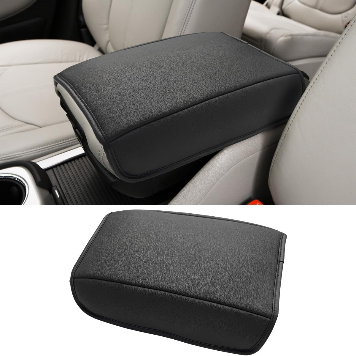 Center Console Armrest Cover for Chevy Traverse & GMC Acadia & Buick Enclave 2007-2017, Saturn Outlook 2007 2008 2009 2010, PU Leather Arm Rest Lid Pad SUV Interior Accessories, Custom-fit