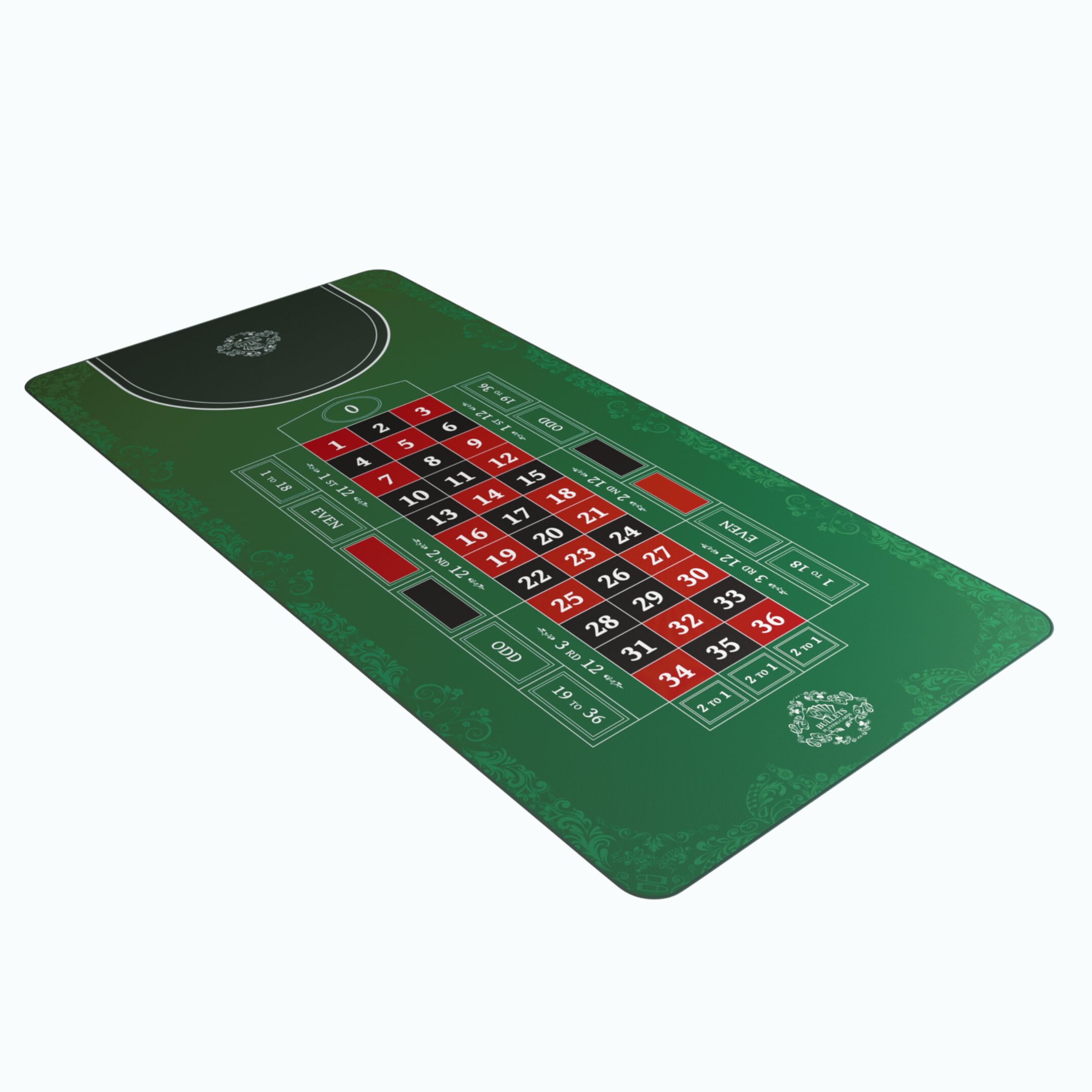 Bullets Playing Cards - Roulette Mat | Different Sizes & Variations, Casino-Style Roulette Layout | Durable, Portable | Single 0-63" x 31.5" (160 x 80cm) - Green