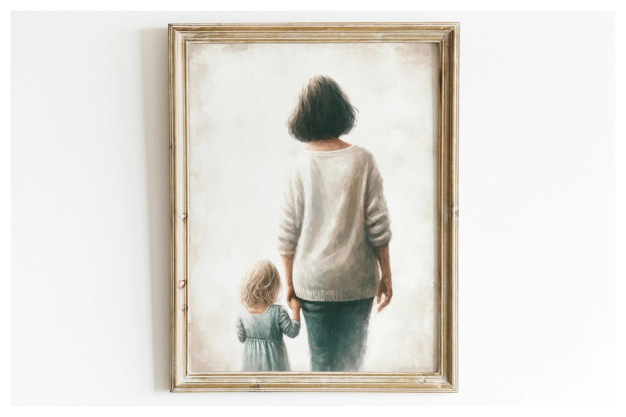 Œuvre d'art familiale maman et enfant idéale pour un cadeau de naissance ou de fête des mères