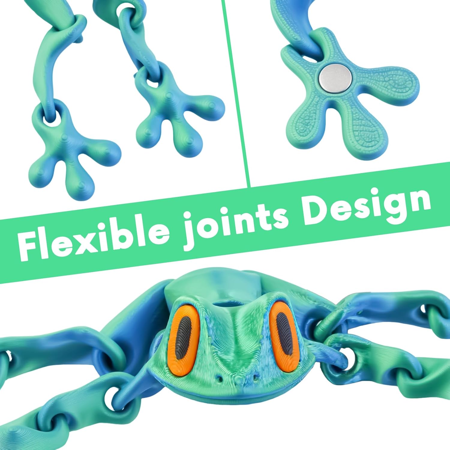 6 Pcs Magnetic Frog Fridge Magnet 3D Printed Frog Lovers Funny Refrigerator Decor for Home Office or Kitchen Christmas(Pop colors-6pcs)