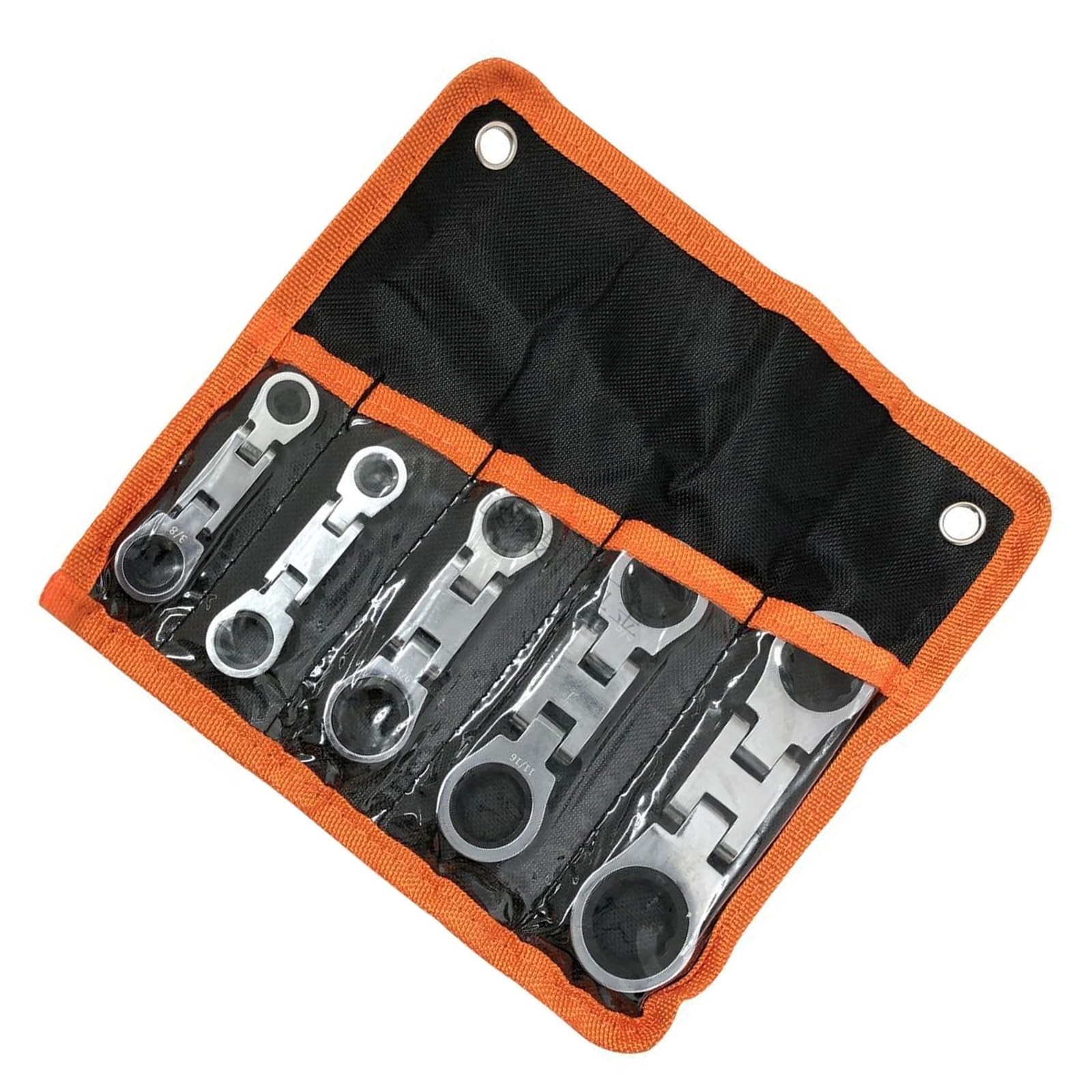 Rgybao 5Pcs Short Handle Ratcheting Wrench With Movable Head Quick Double End Wrench Hardware Tool Labor Saving Bend Head Handle