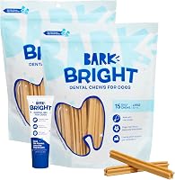BARK Bright Original Dental Chew Sticks for Large Dogs - 30 Pack Plaque & Tartar Remover, Chicken Thyme Breath Freshener