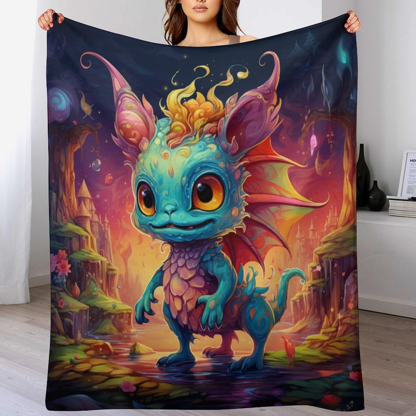 Couverture motif ptérosaure 150x200cm, cadeau idéal garçons adultes