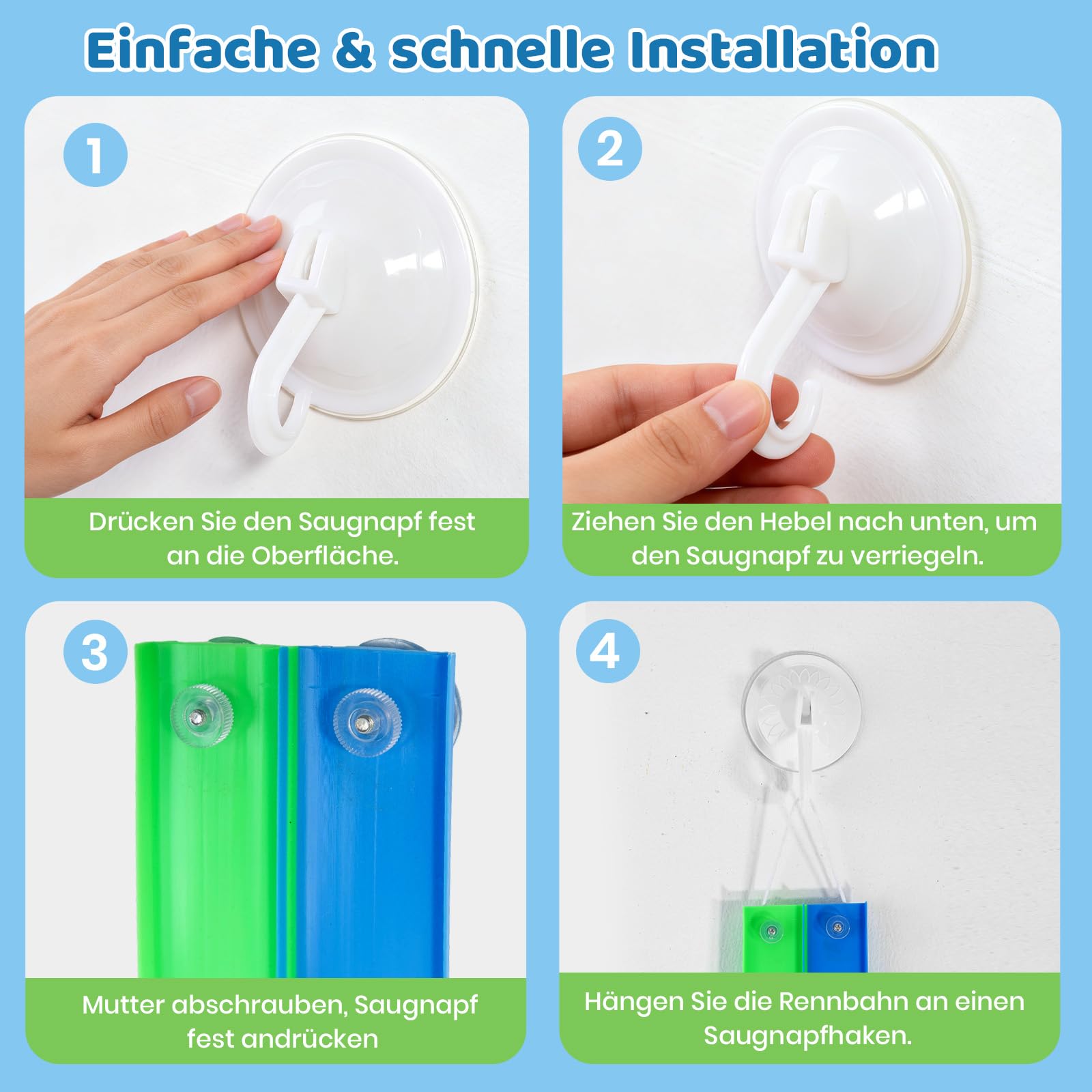 Flexible Autorennbahn Kinder 4.5M, Doppelspur Rennstrecke Tragbare Rennbahn mit 4 Autos,Rennwagen Auto Rennspiel Spielzeug Indoor Outdoor,Geschenke für Jungen Mädchen ab 3 Jahren (Blau&Grün)