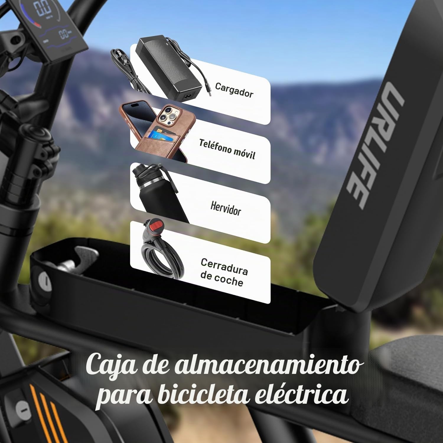 URLIFE 20" x 4 Bicicleta Eléctrica para Adultos, E-Bike de Montaña con Batería Extraíble 48V 15.6Ah, Autonomía 120km, LCD Pantalla, 7 Velocidades, Todo Terreno con Suspensión Completa