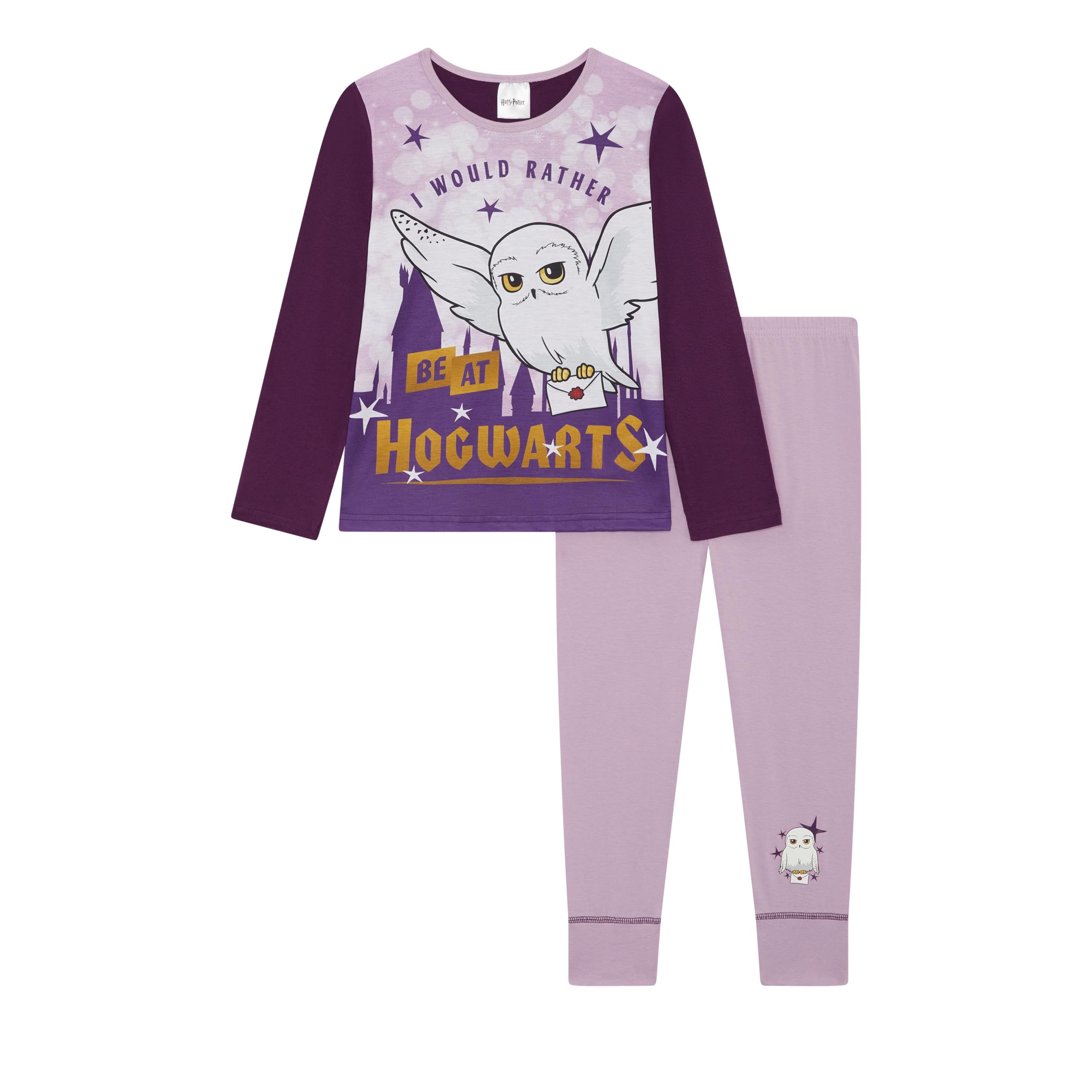 Girls Pyjamas, 2 Piece Set with Long Sleeves featuring Hedwig, Lilac, Age 5-14 Years