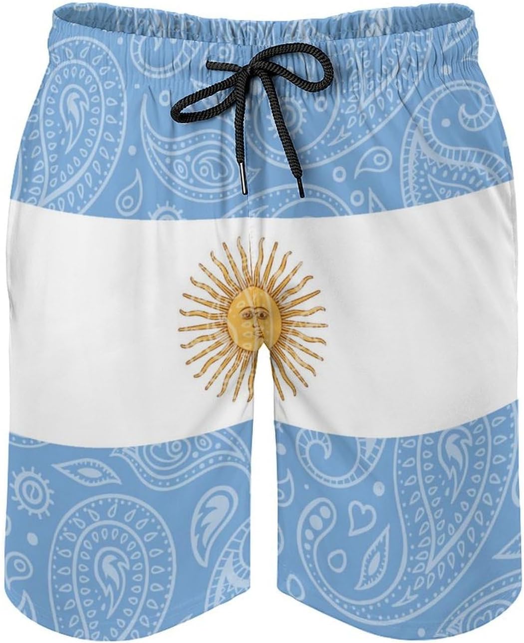 Paisley Argentina Flag Casual Men's Swim Trunks Novelty Summer Beach Shorts Swimwear with Pocket
