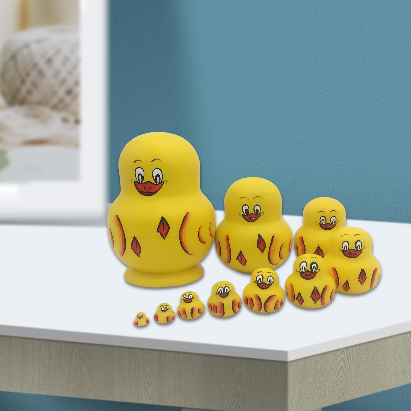 新品　ロシア製 マトリョーシカ　10cmサイズ 5体セット　あひる Amazon | アヒルの形をした木製スタッキング人形 10 個セット装飾用の
