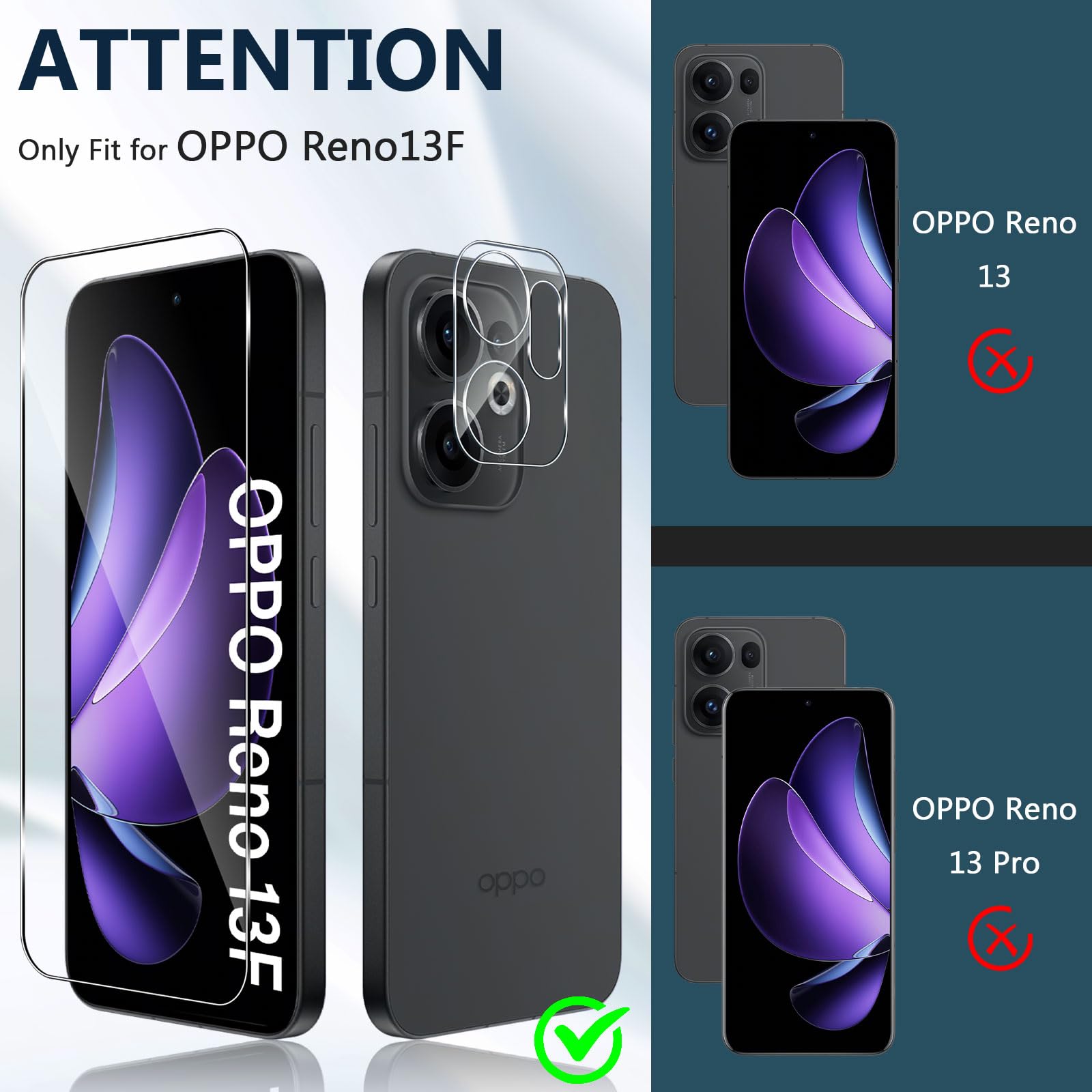 3+3 Vetro Temperato Per OPPO Reno 12F / 12 FS 5G: Pellicola Protettiva 9H Con Protezione Fotocamera, Trasparente E Anti Graffio