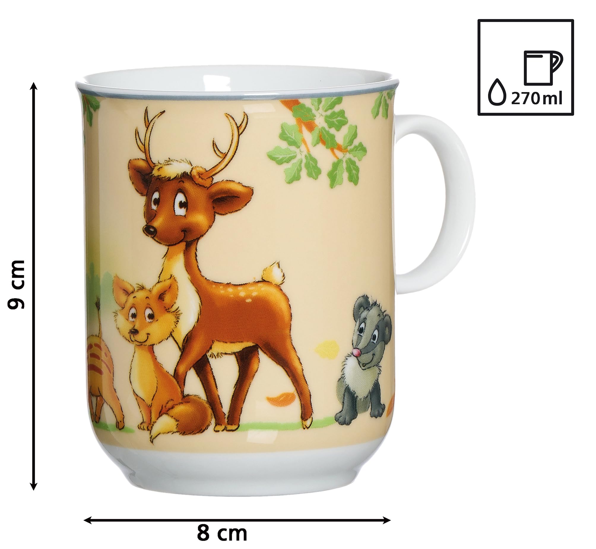 Ritzenhoff & Breker Lot de 10 couverts et verres en porcelaine pour enfants Motif animaux de la forêt