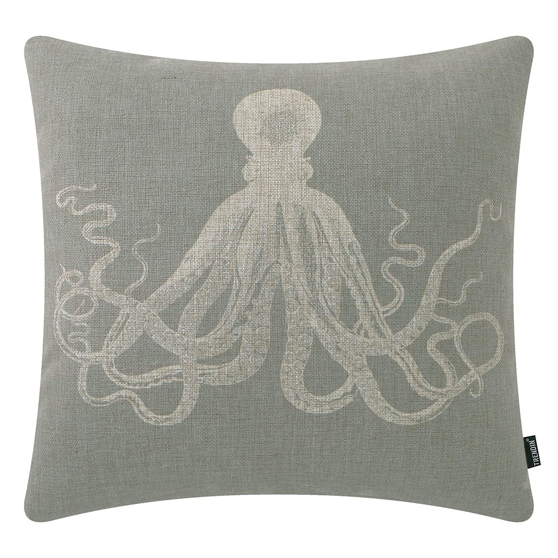 TRENDIN Octopus Pillow Cover 18x18 inch Grey Square Throw Pillowcase Home Chair Office Ocean Decor Linen Cushion Cover for Sofa Couch PL729TR