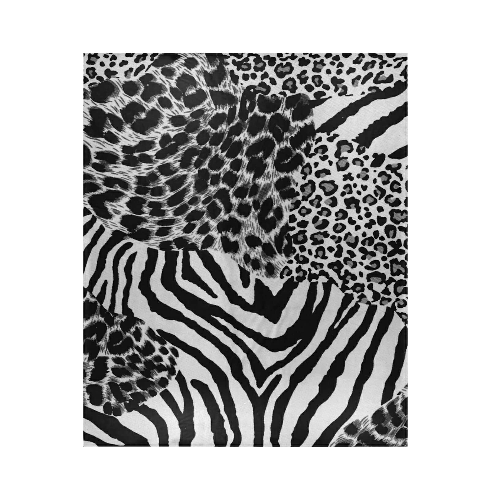Poeticcity Multi 5 Black White Tiger Print Zebra Skin Leopard Texture Animal Skin 1Pc Blanket, Lightweight Plush Throws Siesta 50X60 Inches Super-Soft Fluffy Warm Cozy Travel Crystal Velvet Carpet For Bed Couch