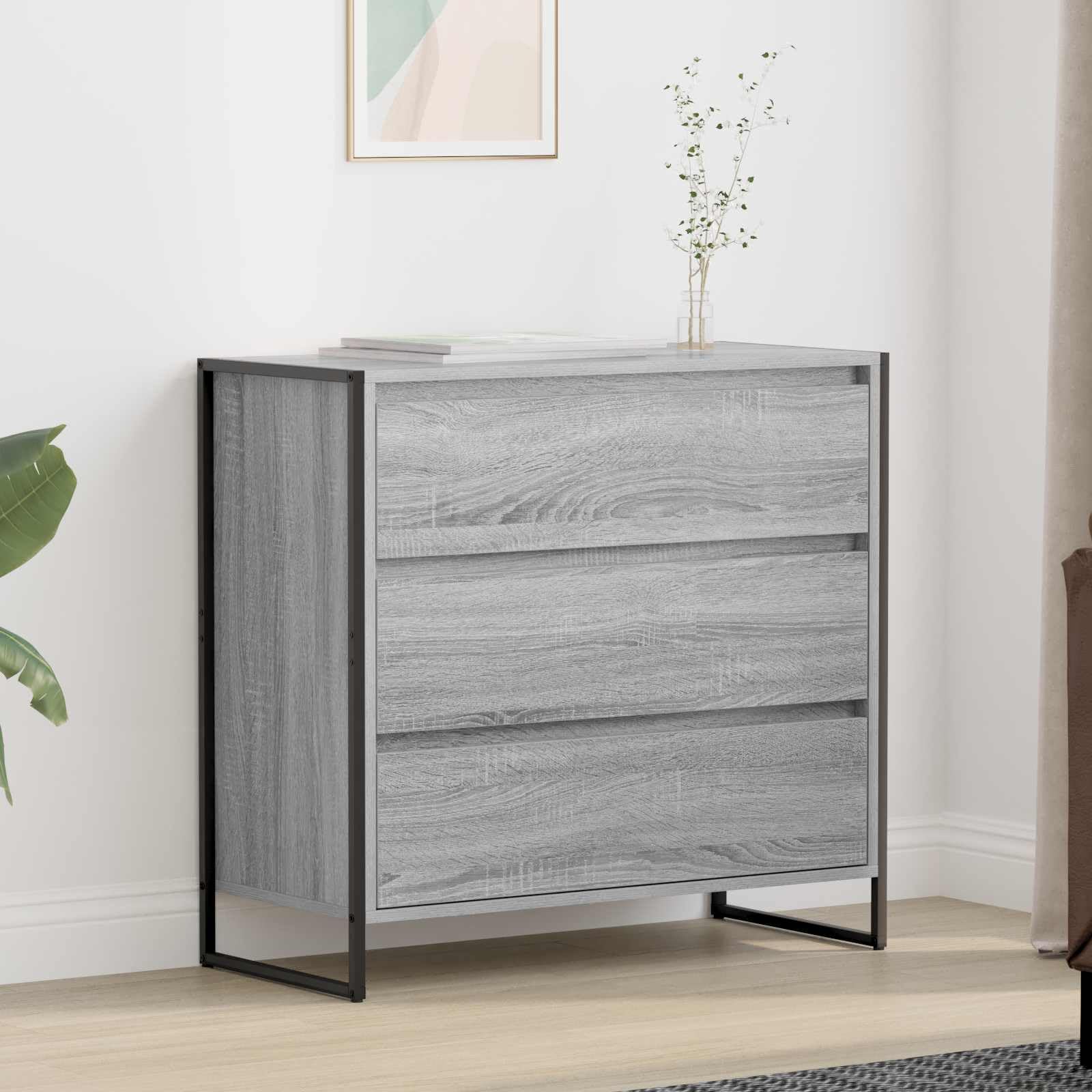 Credenza grigio Sonoma, 79 x 36 x 75,5 cm, in legno