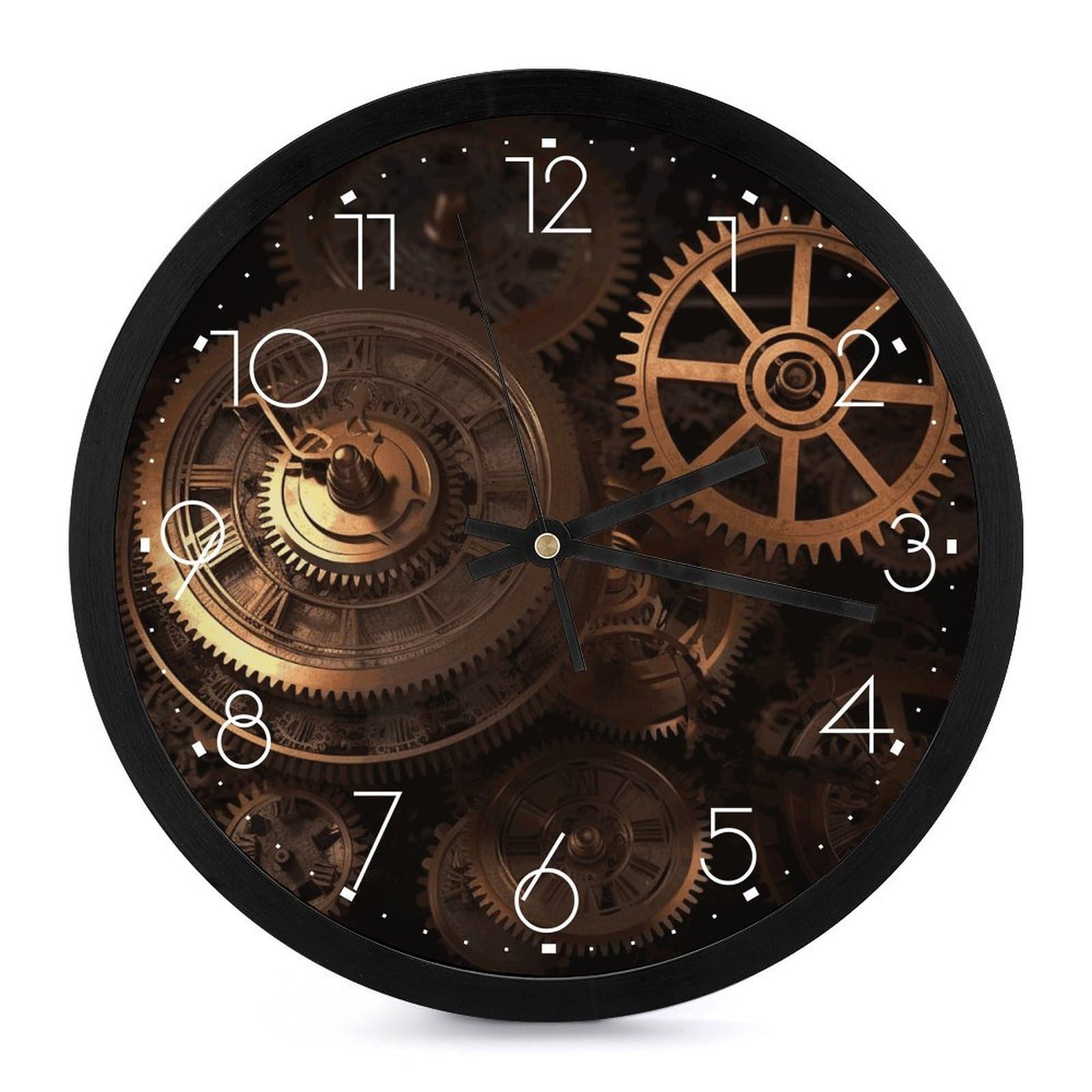 Horloge murale pour salon moderne ronde en bronze au format analogique