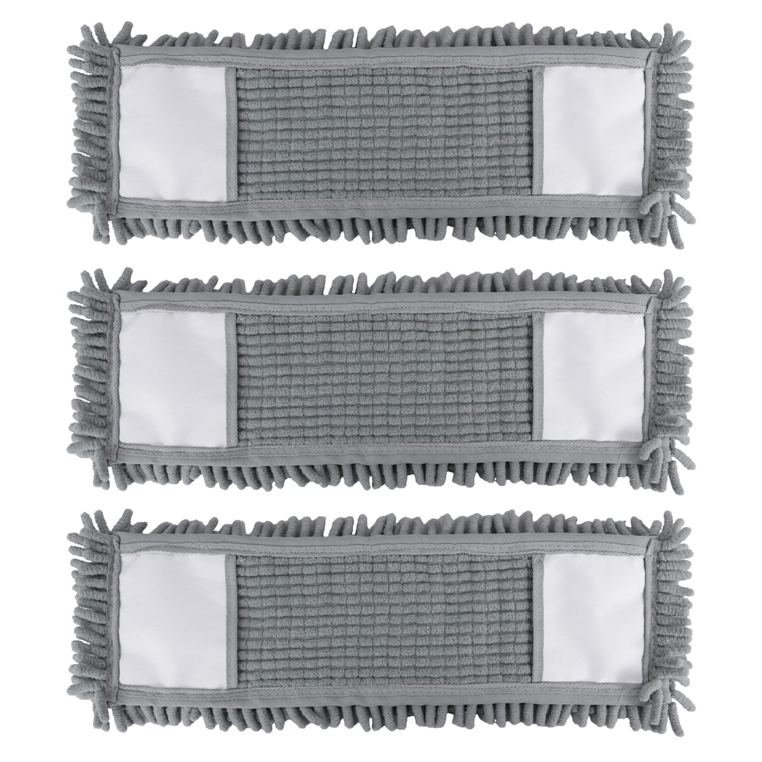 Jvl Grey Chenille Mop Replacement Cleaning Pad – Machine Washable Microfibre Refill – (Pack Of 3)